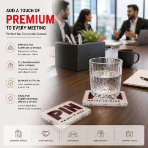 Acrylic Coasters Corporate Logo | Translucent Acrylic, Premium Edge Finish | PrintItNice