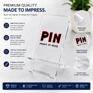 Acrylic Mobile Stand Corporate Logo | Translucent Acrylic, Premium Finish | PrintItNice