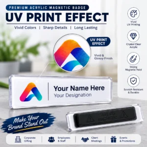 Custom Magnetic Badge Acrylic Corporate | Glossy Premium Acrylic Finish | PrintItNice