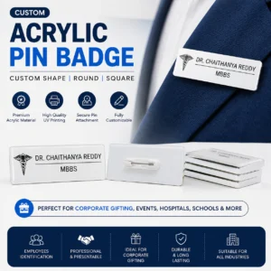 Custom Pin Badge Acrylic Corporate | Glossy Premium Acrylic Finish | PrintItNice
