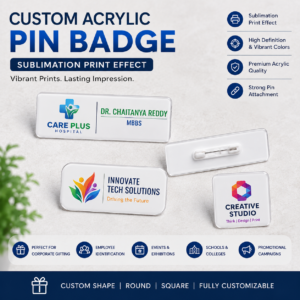 Custom Pin Badge Acrylic Corporate | Glossy Premium Acrylic Finish | PrintItNice