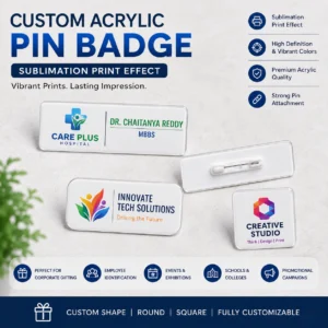 Custom Pin Badge Acrylic Corporate | Glossy Premium Acrylic Finish | PrintItNice