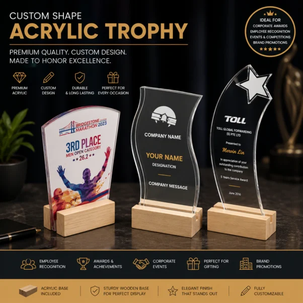 Custom Shape Acrylic Trophy | Translucent Acrylic, Premium Finish | PrintItNice