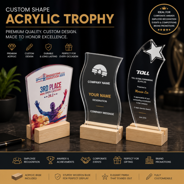 Custom Shape Acrylic Trophy | Translucent Acrylic, Premium Finish | PrintItNice