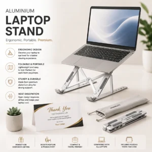 Aluminium Laptop Stand Corporate | Foldable Aluminium, Ergonomic Height | PrintItNice