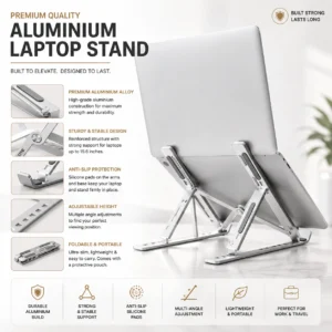 Aluminium Laptop Stand Corporate | Foldable Aluminium, Ergonomic Height | PrintItNice