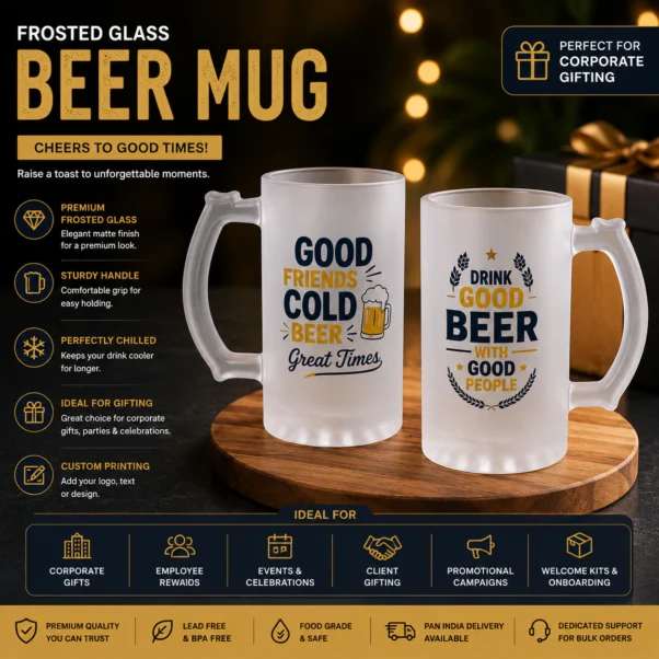 Corporate Beer Mug Custom Logo | Team-Event Celebration Drinkware | PrintItNice