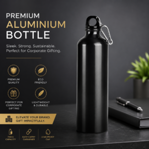 Black Aluminium Bottle Corporate Gift | Lightweight Aluminium Build | PrintItNice