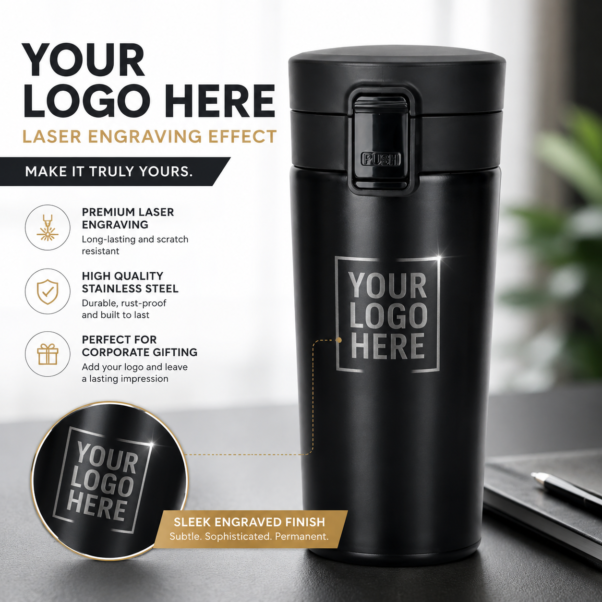 Black Vacuum Tumbler Mug Corporate Gift | Mug-Shaped Vacuum Design | PrintItNice