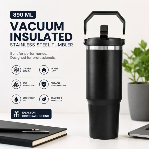 890ml Black Tumbler Corporate Gift | Mid-Size 890ml Format | PrintItNice