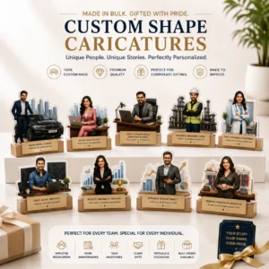 Custom Shape Caricature Gift Corporate | Custom Themed Shape Cut | PrintItNice
