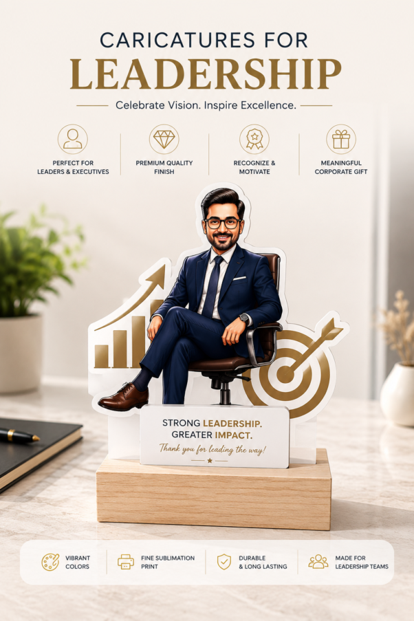 Caricature Gift for Leadership Corporate | 100% Hand-Drawn Art | PrintItNice