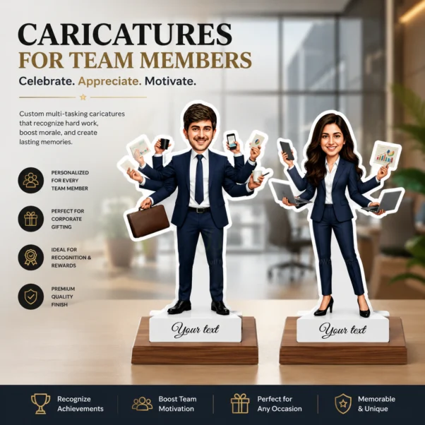 Caricature Gift for Team Members | Custom Print Caricature | PrintItNice