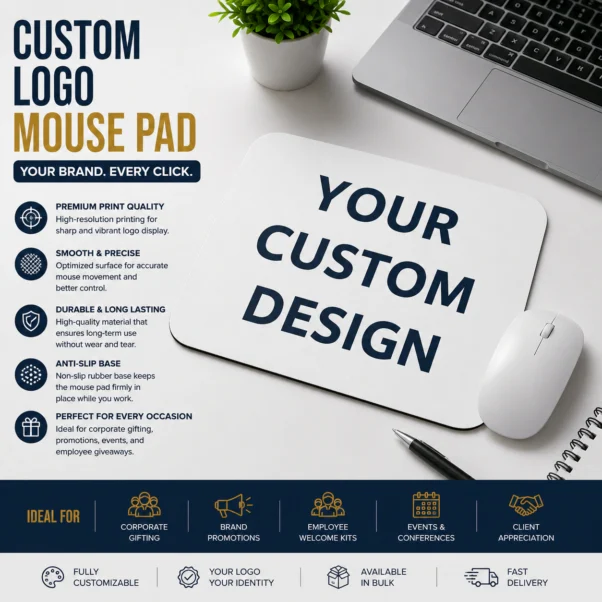 Custom Logo Mouse Pad Corporate | Non-Slip Edge-to-Edge Print | PrintItNice