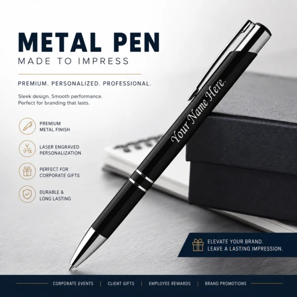 Corporate Metal Pen Custom Logo | Metal Body, Laser-Engraved Finish | PrintItNice