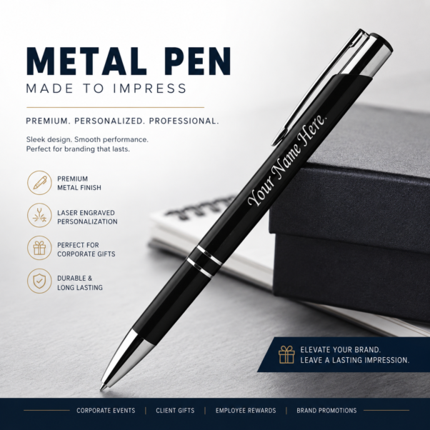 Corporate Metal Pen Custom Logo | Metal Body, Laser-Engraved Finish | PrintItNice