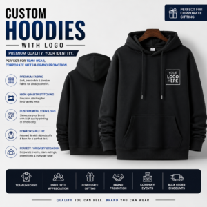 Custom Hoodie Corporate Multi Color Print | 320 GSM Cotton Blend, French Terry | PrintItNice