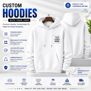 Custom Hoodie Corporate Multi Color Print | 320 GSM Cotton Blend, French Terry | PrintItNice