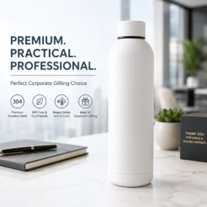 Matte White Steel Bottle Corporate Gift | Bright White Matte Coat | PrintItNice