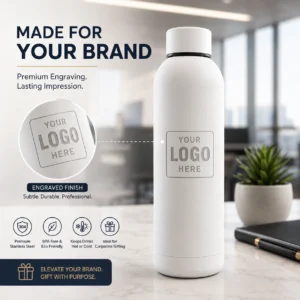 Matte White Steel Bottle Corporate Gift | Bright White Matte Coat | PrintItNice