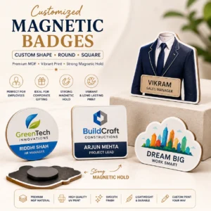 Custom Magnetic Badge MDF Corporate | No-Pinhole Magnetic Back | PrintItNice