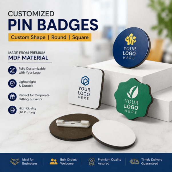 Custom Pin Badge MDF Corporate | Secure Pin-Back Fit | PrintItNice