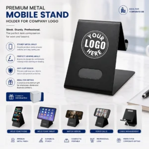 Metal Mobile Stand Corporate Gift | All-Metal Build, Foldable Base | PrintItNice