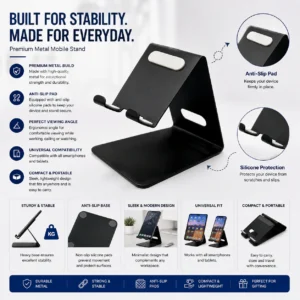 Metal Mobile Stand Corporate Gift | All-Metal Build, Foldable Base | PrintItNice