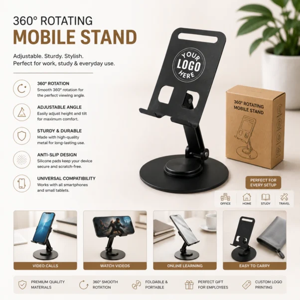 360 Rotating Mobile Stand Corporate | Full 360-Degree Swivel Base | PrintItNice