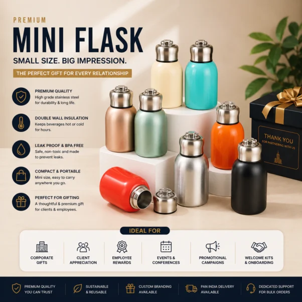Corporate Mini Flask Custom Logo | Compact Stainless Steel Build | PrintItNice