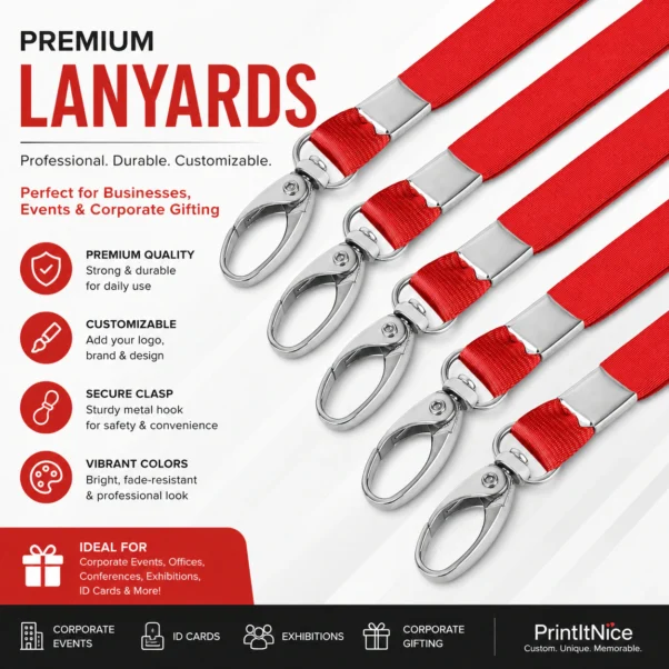 Custom Printed Lanyards Corporate | Repeated Logo Along Strap | PrintItNice