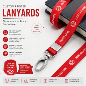 Custom Printed Lanyards Corporate | Repeated Logo Along Strap | PrintItNice