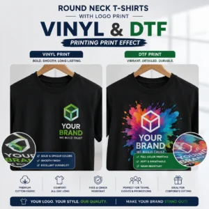 Custom Round Neck T-shirt Corporate | Bio-Washed Cotton, 4-Colour Print | PrintItNice