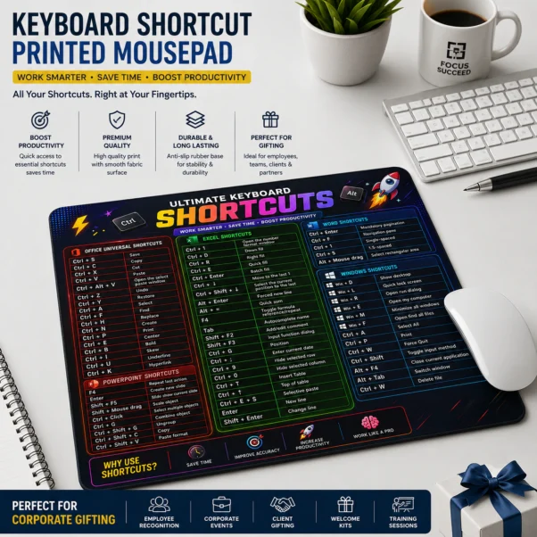 Keyboard Shortcut Mousepad | Printed Software Shortcut Reference | PrintItNice