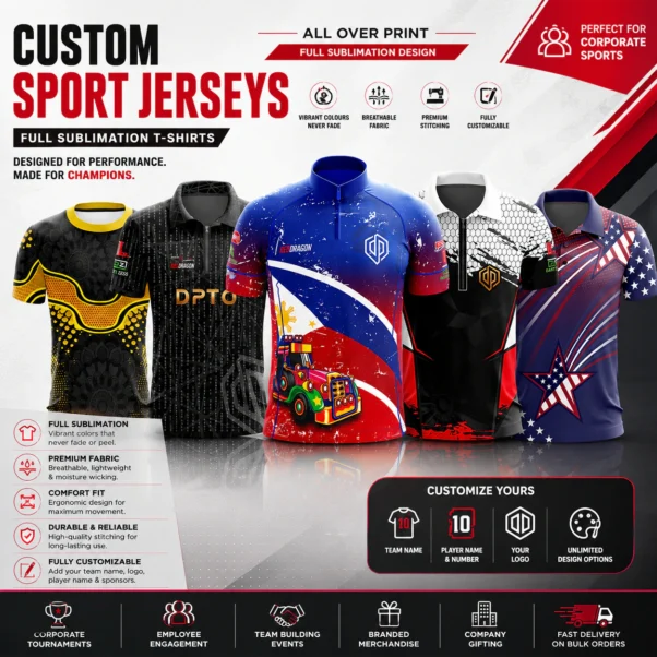 Custom Sports Jersey Corporate | Full Sublimation, Name & Number Print | PrintItNice
