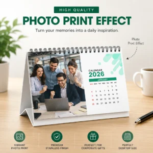 Corporate Desktop Table Calendar | Flip-Stand Card Stock Build | PrintItNice