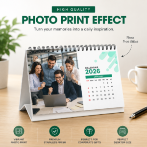 Corporate Desktop Table Calendar | Flip-Stand Card Stock Build | PrintItNice