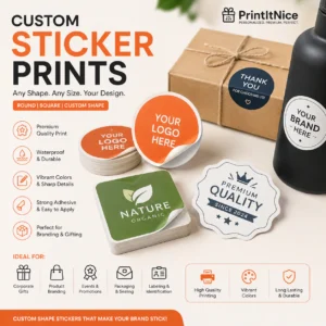 Custom Shape Sticker Printing India | Die-Cut Any Shape | PrintItNice
