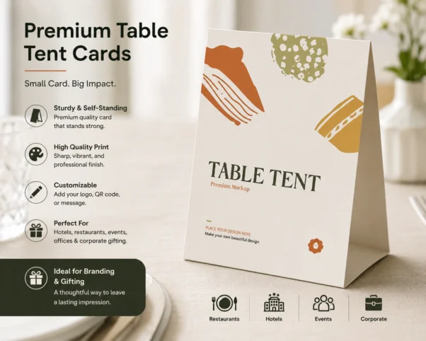 Table Tent Cards Printing Corporate | Self-Standing Fold Design | PrintItNice