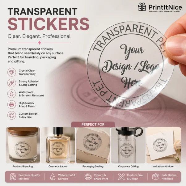 Transparent Sticker Printing India | Genuinely Transparent Film | PrintItNice