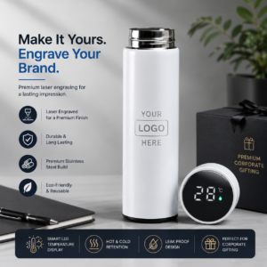 White Insulated Bottle Corporate Gift | High-Contrast Gloss Finish | PrintItNice