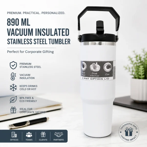 890ml White Tumbler Corporate Gift | Mid-Size 890ml Format | PrintItNice